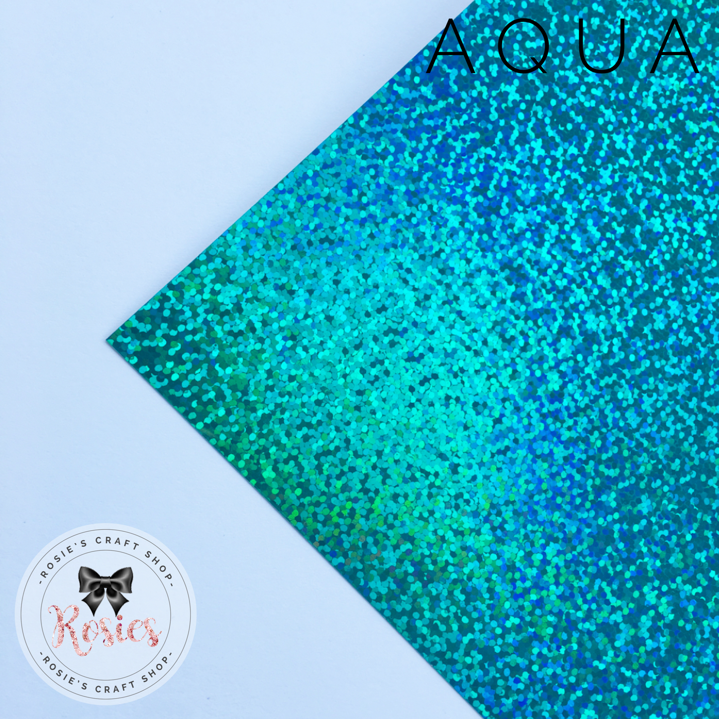 Aqua Holographic Sparkle Iron On Vinyl HTV - Rosie's Craft Shop Ltd
