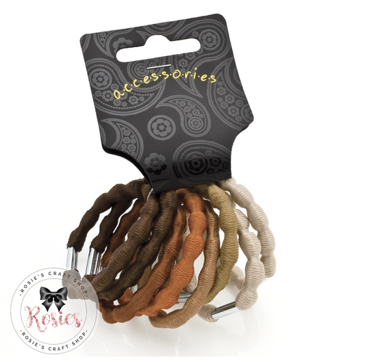 Pack of 8 Natural Coloured Ribbed Hair Bobbles - Rosie's Craft Shop Ltd