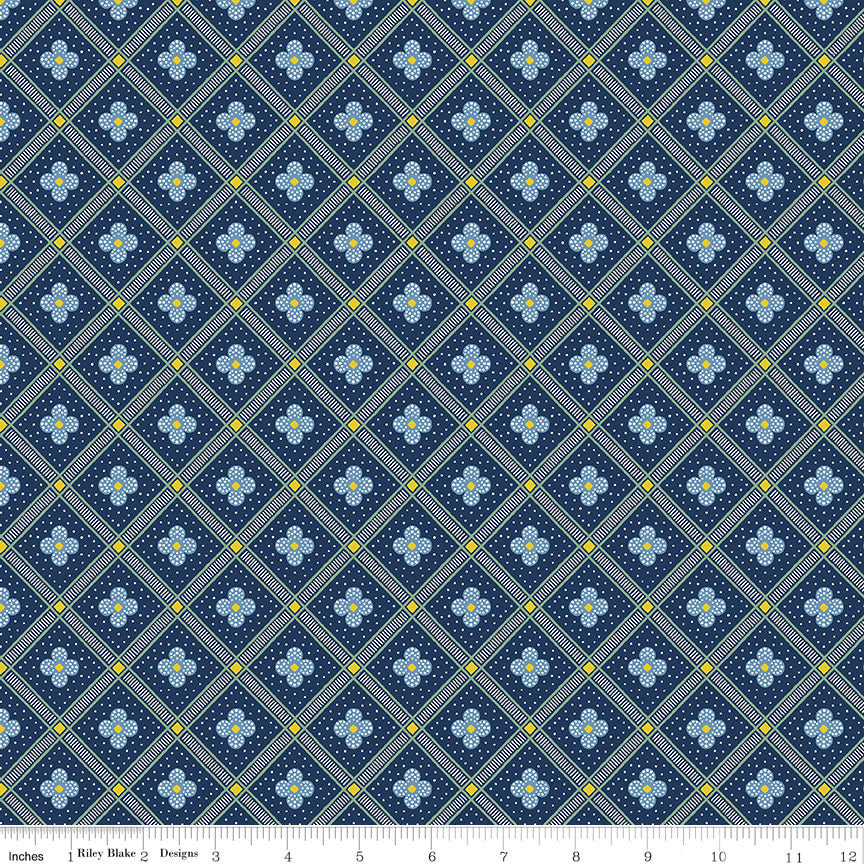 Manor Tile Blue- Liberty Summer House Collection Cotton Fabric ✂️ £10 pm *SALE*