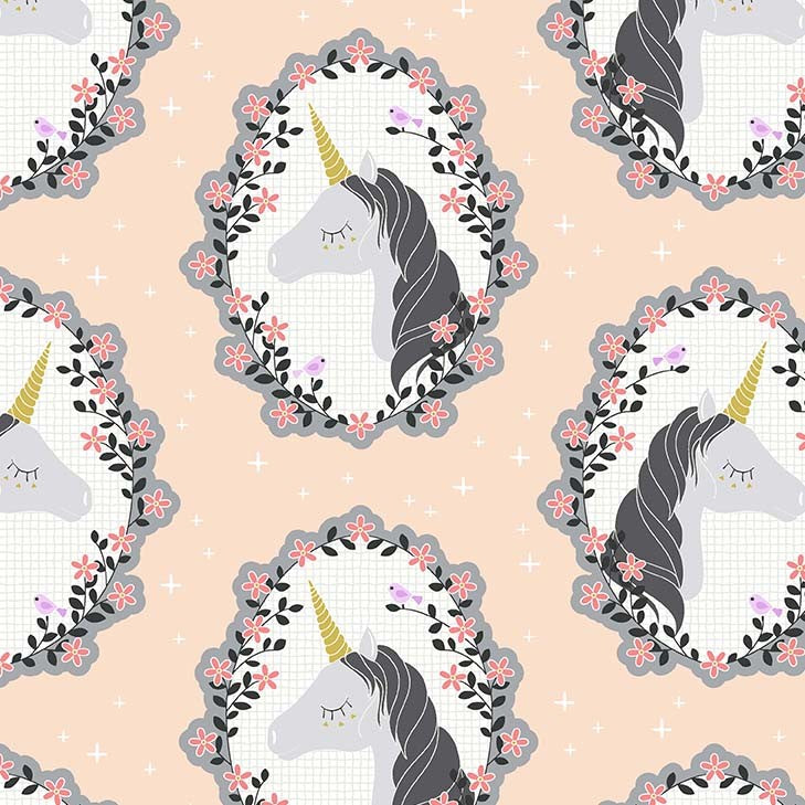 Blossom Unicorn Metallic - Believe - Michael Miller Cotton Fabric ✂️ £8 pm *SALE*