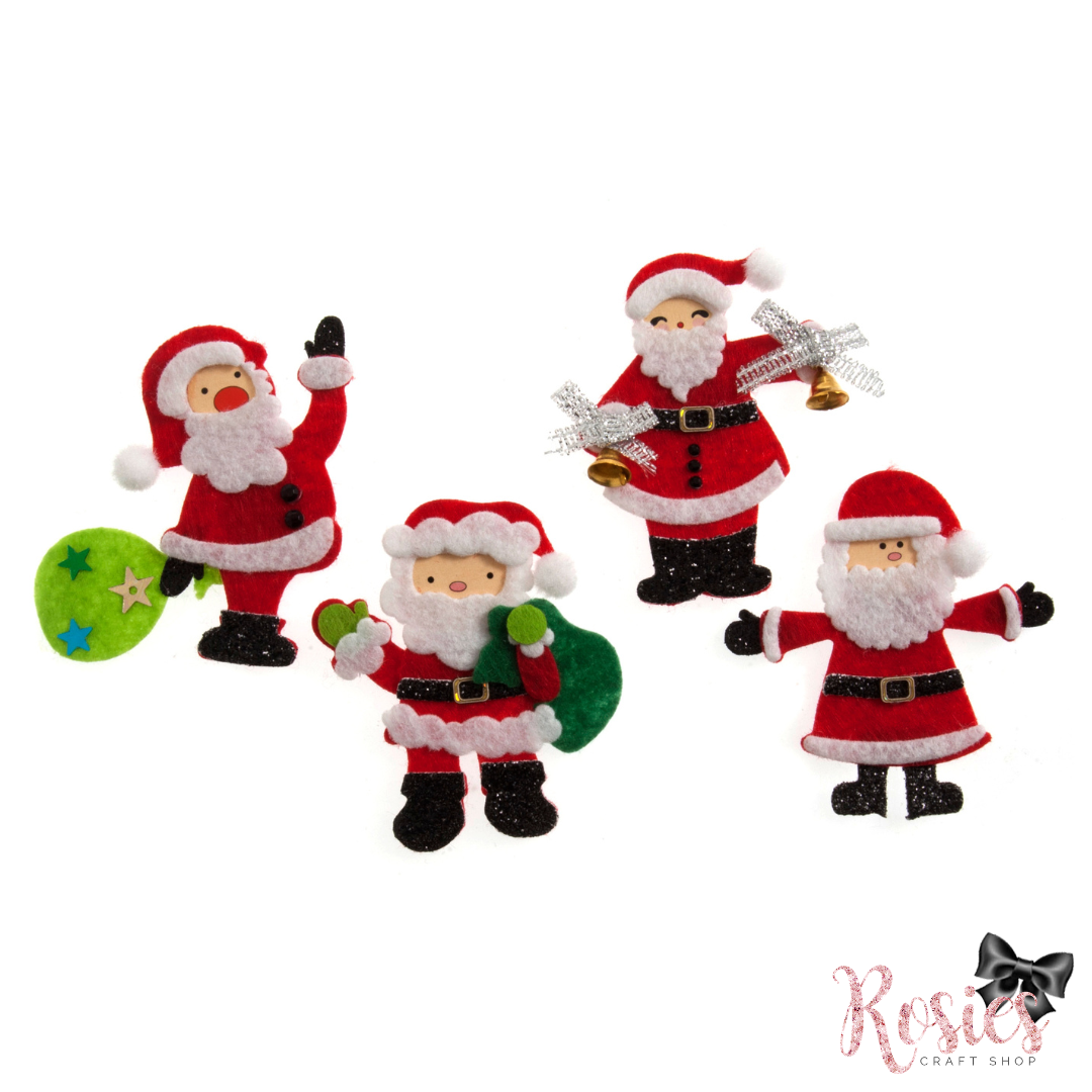 Assorted Santa Christmas Craft Embellishments | Pack of 4 | Trimits