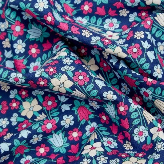 Hampstead Meadow Daisy Flower Navy Blue- The Flower Show Midsummer Collection - Liberty Cotton Fabric ✂️ £10 pm *SALE