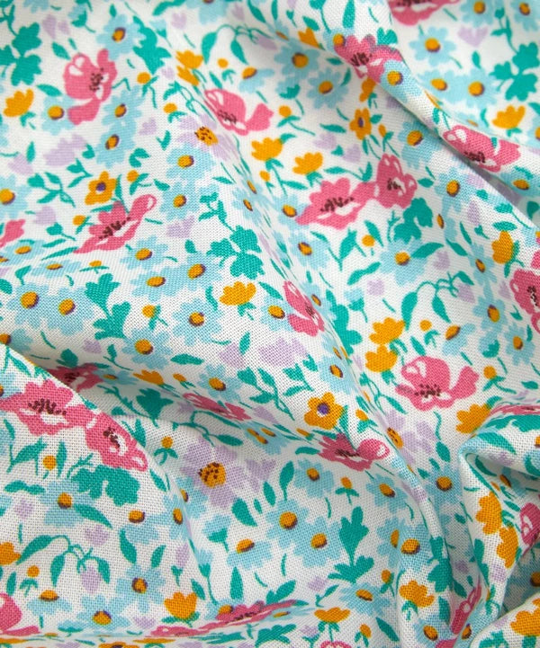 REMNANT 94xm x 110cm Pink & Green Flowers Riviera Wildflower Poppy - Riviera Collection - Liberty Cotton Fabric ✂️