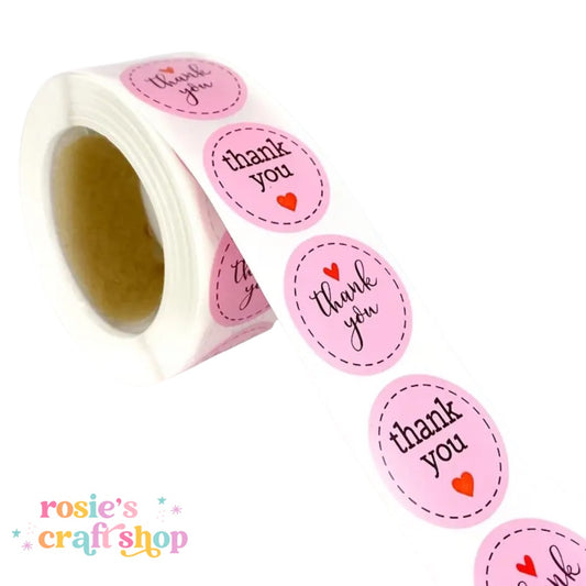 Thank You Stitched Round Stickers Roll of 500 (approx) ✂️ ☆