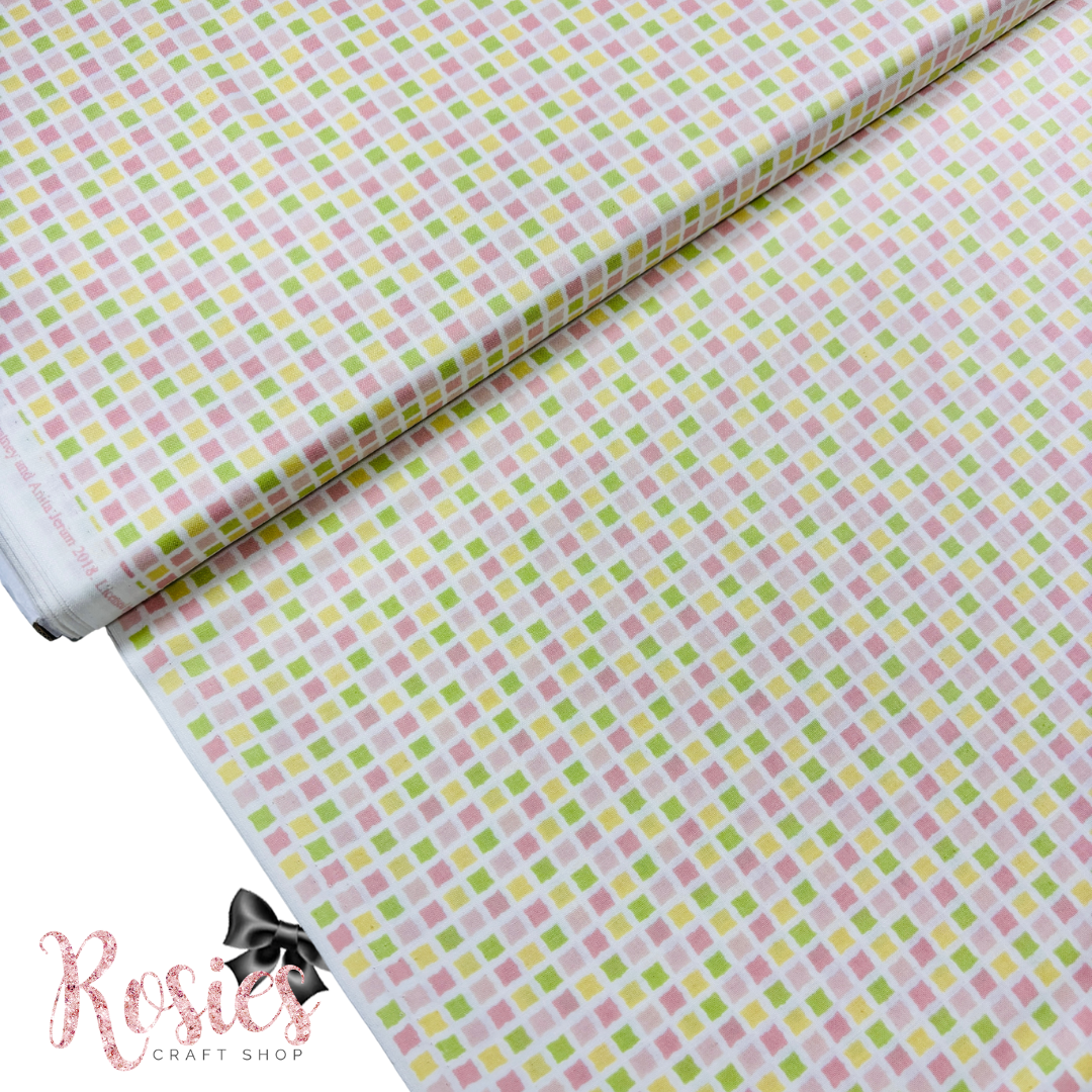 Pink & Lemon Square Blocks | Guess How Much I Love You | Clothworks Licensed Cotton Fabric | £12 pm