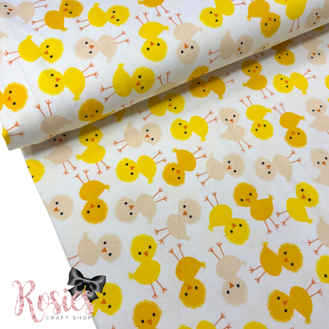 Yellow Chicks | Urban Zoologie | 150cm Wide| Robert Kaufman Jersey Knit Fabric | £16 pm