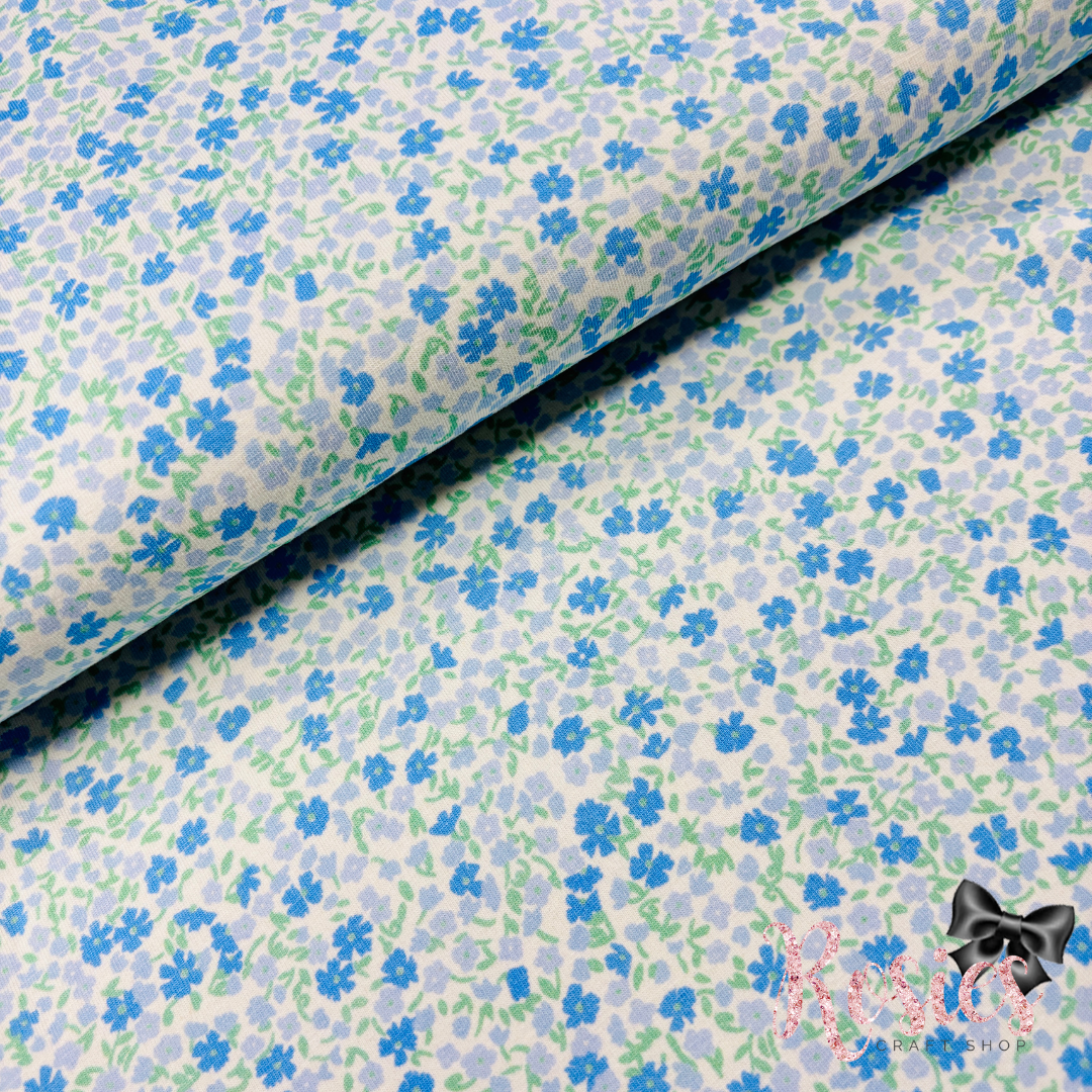 Sky Blue Flowers | Laguna Jersey | 150cm Wide | Robert Kaufman Jersey Knit Fabric | £16 pm