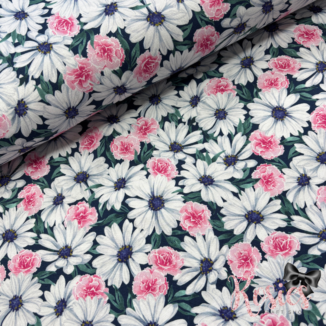 Daisy Made Teal | Wishwell | 150cm Wide | Robert Kaufman Jersey Knit Fabric | £16 pm
