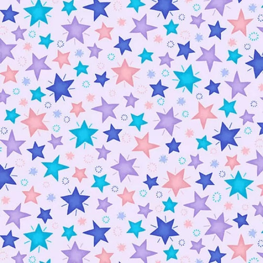 Lilac Stars - Sparkle Like A Unicorn - Blank Quilting Cotton Fabric ✂️ £13 pm