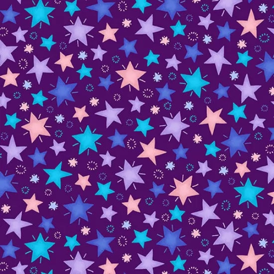 Purple Stars - Sparkle Like A Unicorn - Blank Quilting Cotton Fabric ✂️ £13 pm