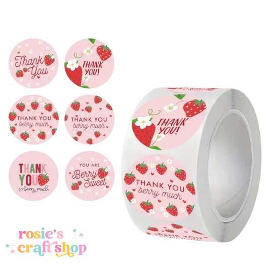 Thank You Berry Much Stickers Roll of 500 (approx) ✂️ ☆