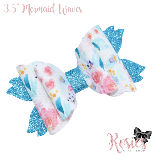 3.5" Mermaid Waves Bow Plastic Template ✂️