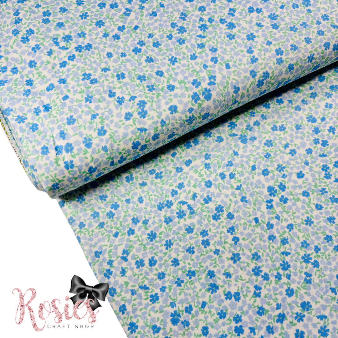 Sky Blue Flowers | Laguna Jersey | 150cm Wide | Robert Kaufman Jersey Knit Fabric | £16 pm