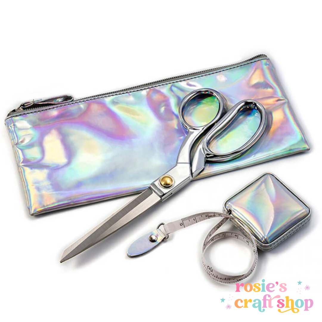 Klasse Premium Scissors & Tape Measure Gift Set in Iridescent Silver for Dressmaking & Sewing✂️