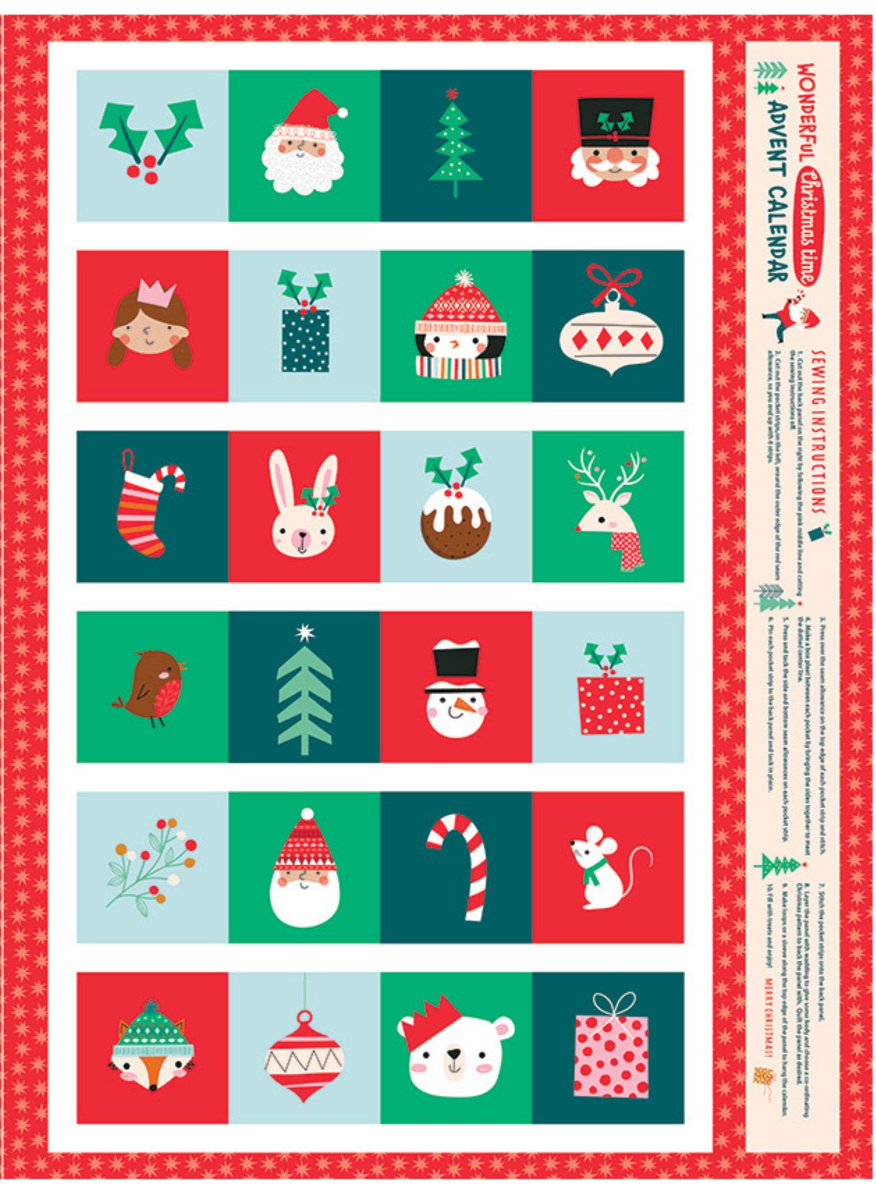 Christmas Advent Calendar Panel - Wonderful Christmas Time - Dashwood Studio Cotton Fabric ✂️