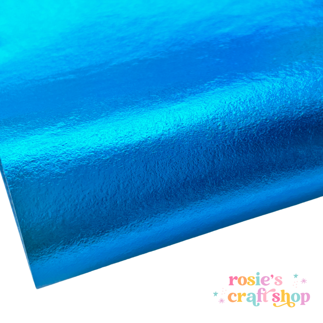 Azure Blue Leathered Effect Metallic Felt ✂️