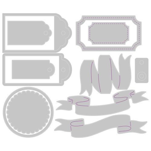 Sizzix Thinlits Die Set 12PK - Vintage Tags & Banners 666250