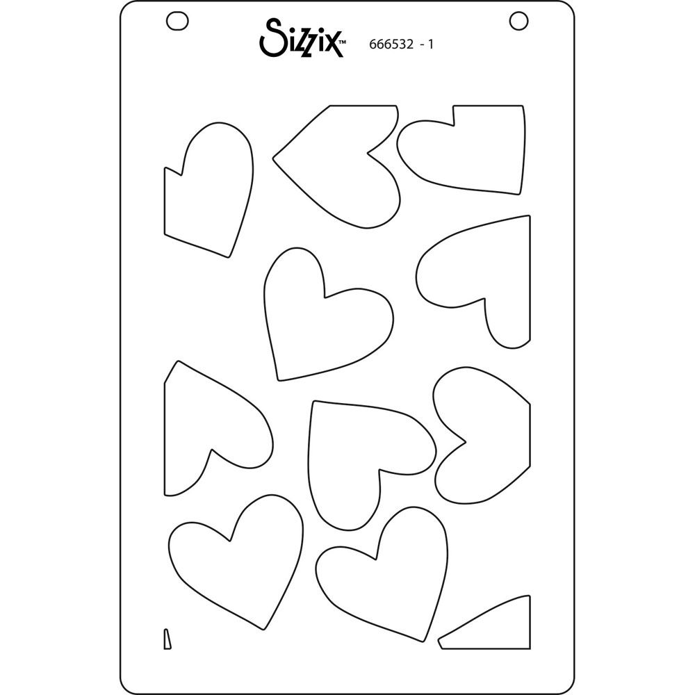 Sizzix A6 Layered Stencils 4PK – Mark Making Hearts 666532