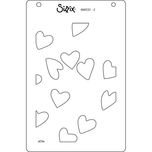 Sizzix A6 Layered Stencils 4PK – Mark Making Hearts 666532