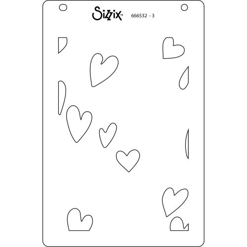 Sizzix A6 Layered Stencils 4PK – Mark Making Hearts 666532