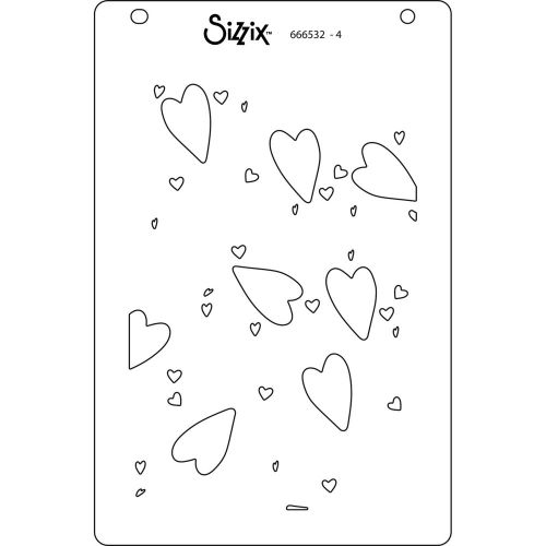 Sizzix A6 Layered Stencils 4PK – Mark Making Hearts 666532