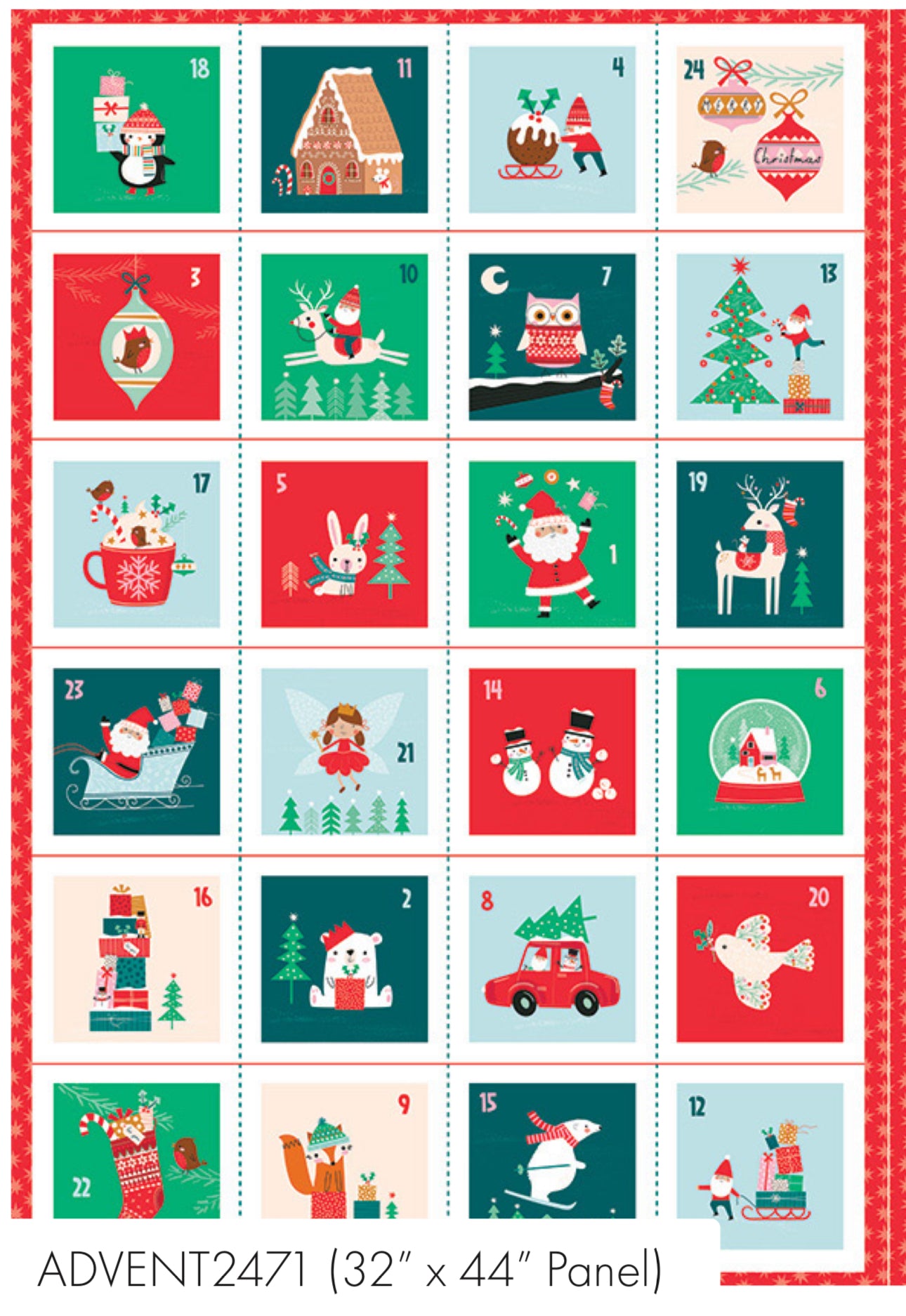 Christmas Advent Calendar Panel - Wonderful Christmas Time - Dashwood Studio Cotton Fabric ✂️