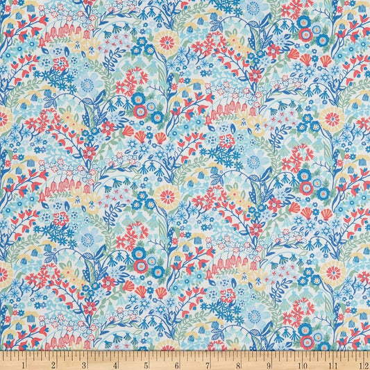 Shell Garden Red & Blue Floral - Riviera Collection - Liberty Cotton Fabric ✂️ £10 pm *SALE*