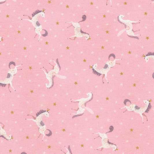 Mini Unicorns on Pink - Unicorn Meadow - Robert Kaufman Cotton Fabric ✂️ £15 pm