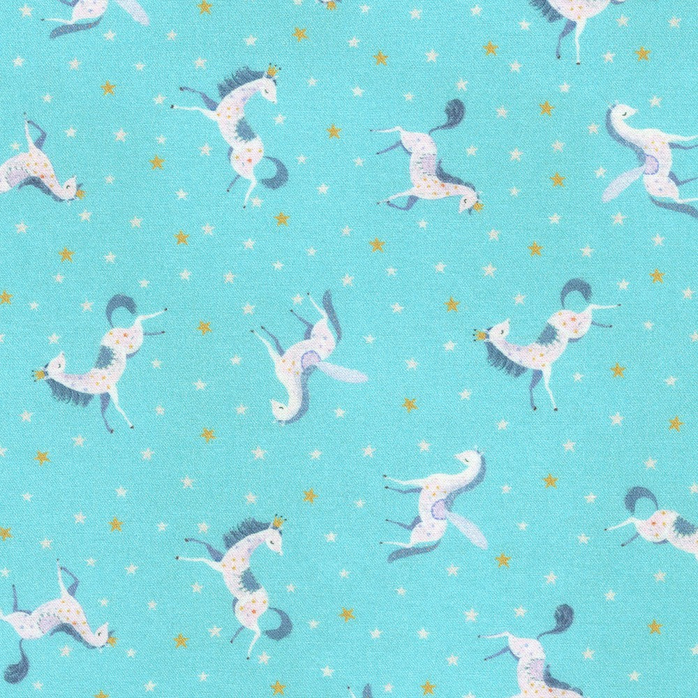 Mini Unicorns on Sky Blue - Unicorn Meadow - Robert Kaufman Cotton Fabric ✂️ £15 pm