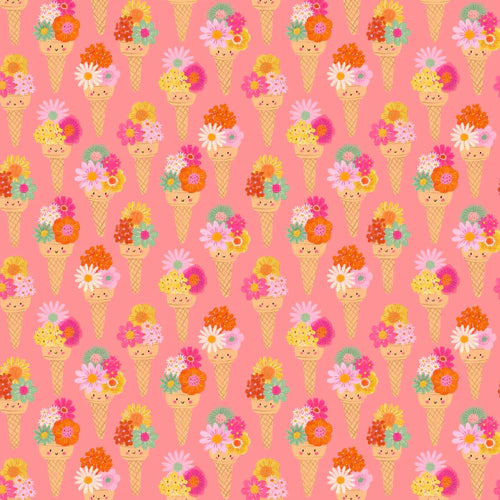 Ice Cream Flowers - Bee Happy - Dashwood Studios Cotton Fabric ✂️ £13 pm