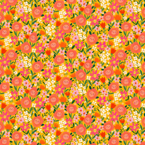 Happy Flowers - Bee Happy - Dashwood Studios Cotton Fabric ✂️ £13 pm