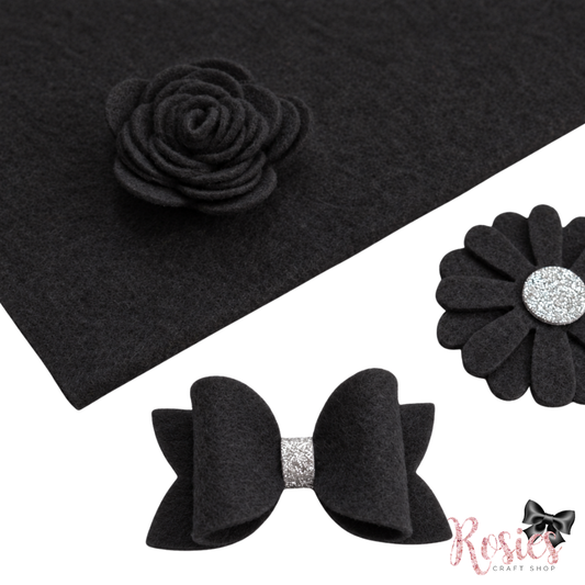 Black Wool Blend Felt | Soft Craft Felt | Bows, Sewing, Appliqué & Die Cutting