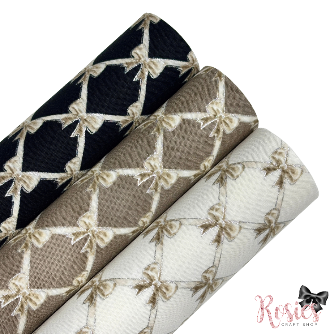 Christmas Luxe Bow Trellis Fabric Felt | Felt Backed Fabric | Bows & Die Cutting