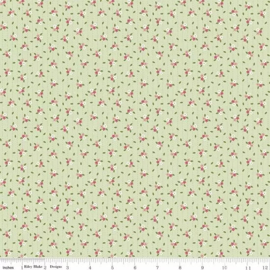 Scattered Flowers on Green - Enchanted Meadow - Riley Blake Cotton Fabric ✂️ £13 pm