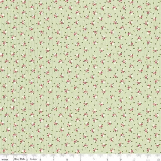 Scattered Flowers on Green - Enchanted Meadow - Riley Blake Cotton Fabric ✂️ £13 pm