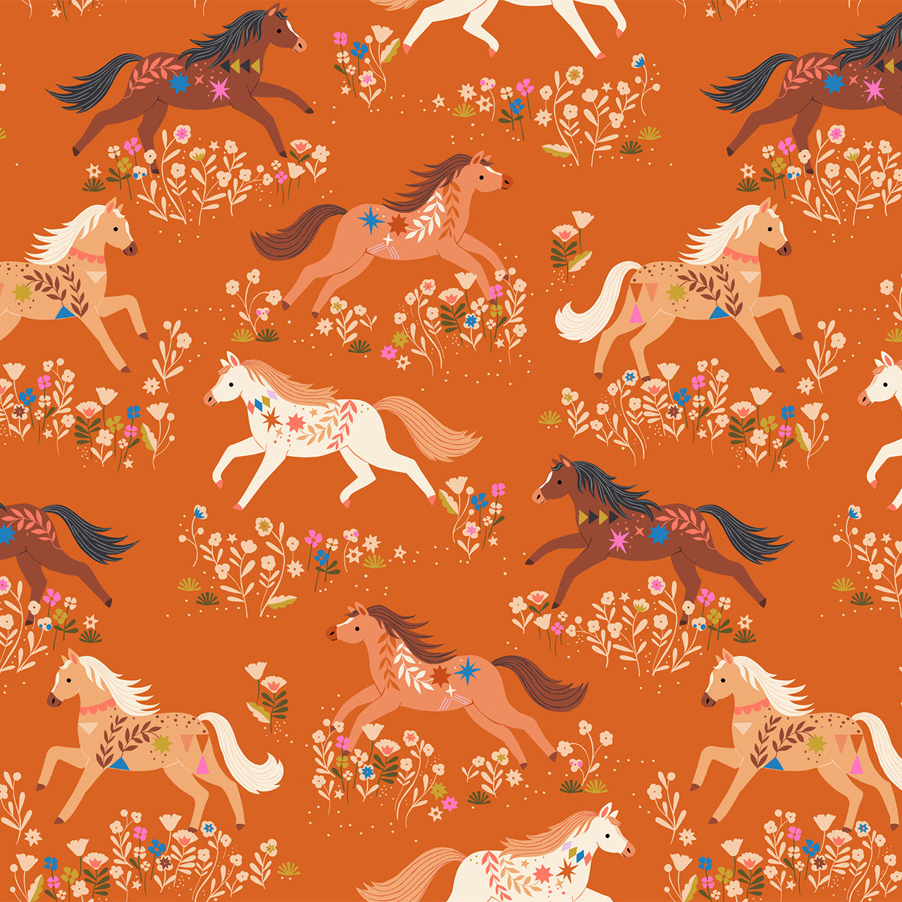 Unicorns on Orange - Desert Moon - Dashwood Studio Cotton Fabric ✂️ £14 pm ☆