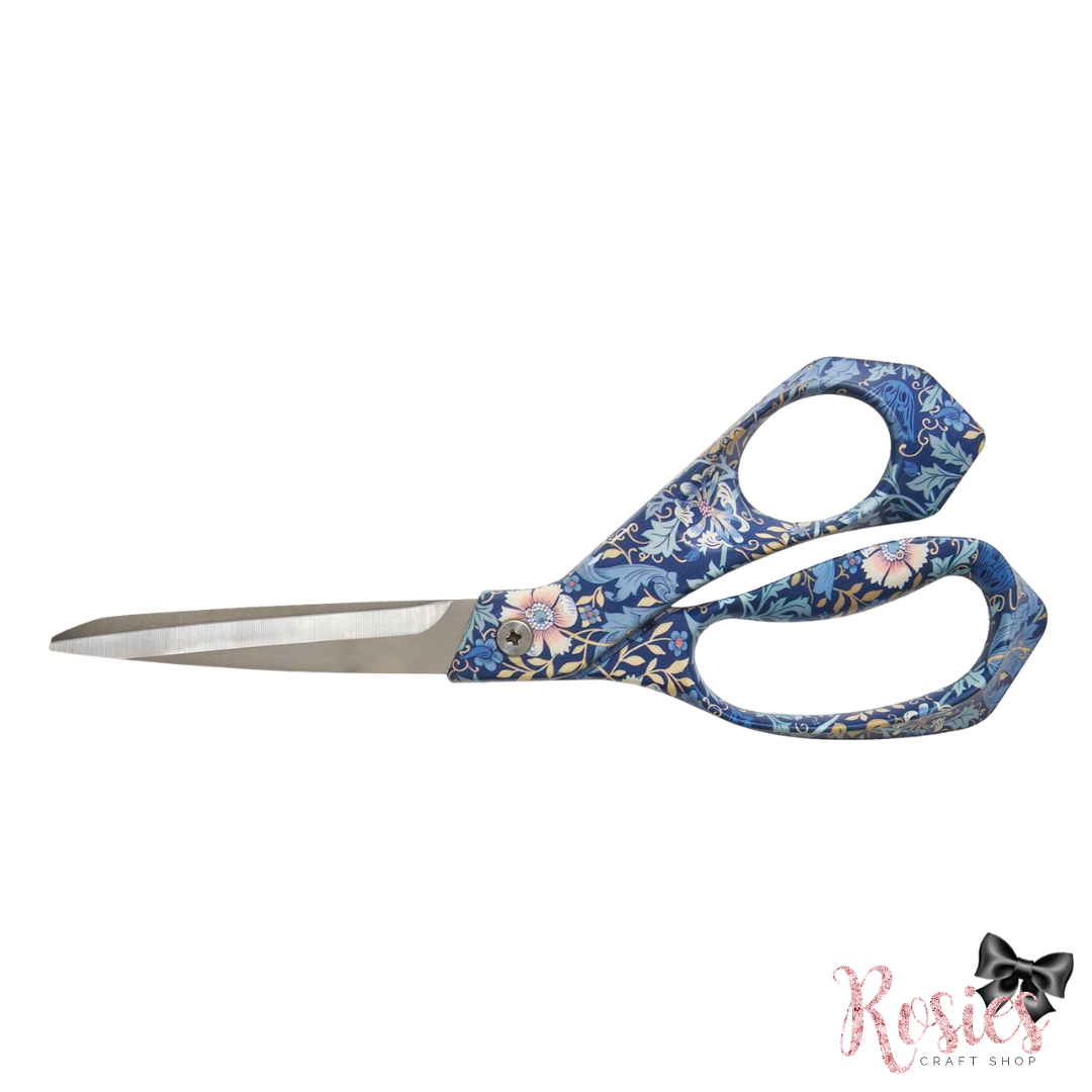 Blue Woodblock Floral Arts & Crafts Print Dressmaking Scissors | 21.5cm/8.5" Fabric Scissors | Hobby Gift