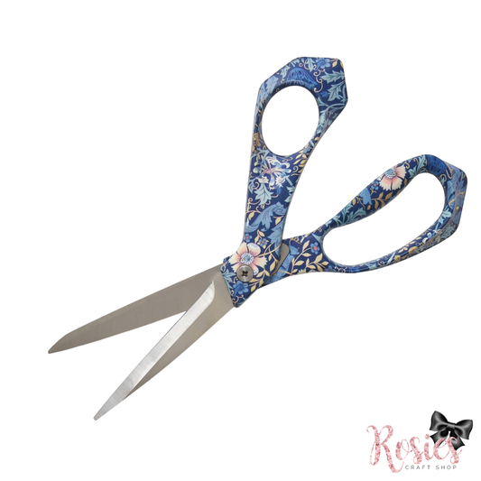 Blue Woodblock Floral Arts & Crafts Print Dressmaking Scissors | 21.5cm/8.5" Fabric Scissors | Hobby Gift
