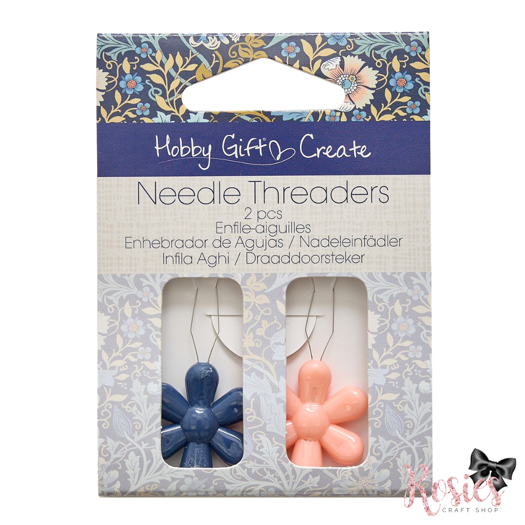 Blue Woodblock Floral Arts & Crafts Print Needle Threaders| Pack of 2 Flower Threaders | Hobby Gift
