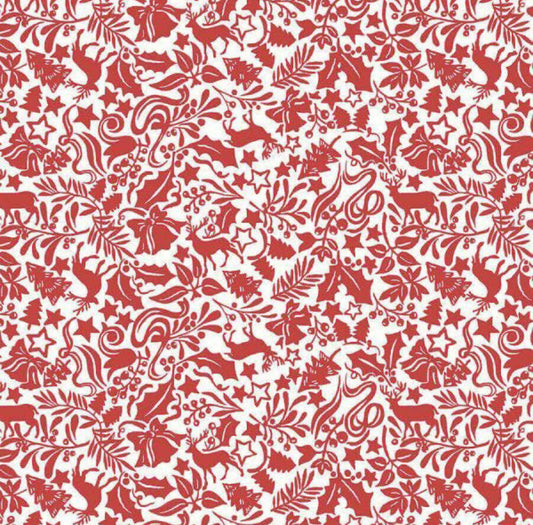 Red Enchanted Forest - A Woodland Christmas - Liberty Cotton Fabric ✂️ £11 pm ☆