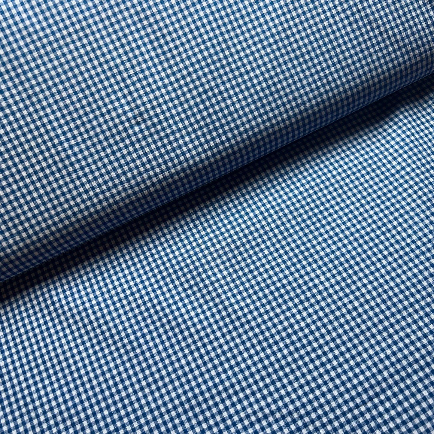 Blue & White Midi Check 140cm Wide - Gingham Cotton Fabric ✂️ £9 pm