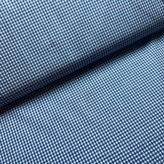 Blue & White Midi Check 140cm Wide - Gingham Cotton Fabric ✂️ £9 pm