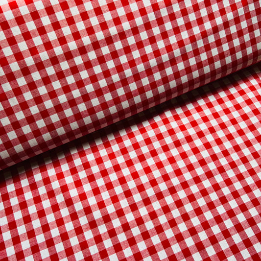 Red & White Maxi Check 140cm Wide - Gingham Cotton Fabric ✂️ £9 pm