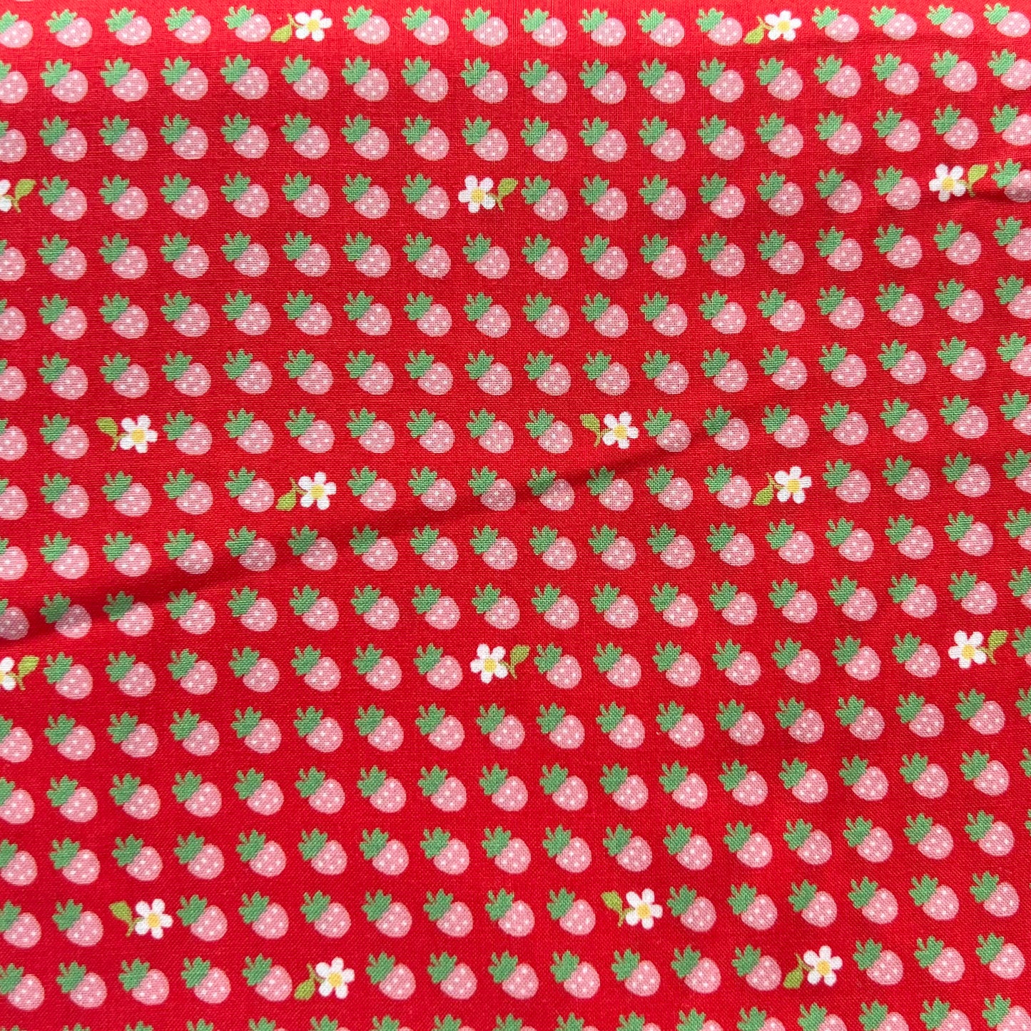 Mini Strawberry on Red - Petite Classics - Sevenberry Cotton Fabric ✂️ £12 pm