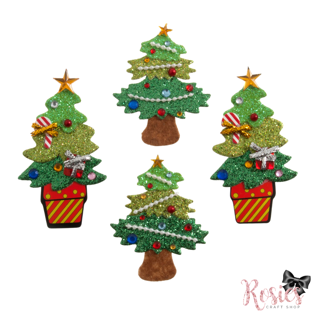 Glitter Christmas Tree Craft Embellishments | Pack of 4 | Trimits