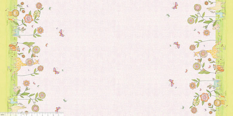Animals and Flowers Double Border - Hello World - Blend Cotton Fabric ✂️ £10 pm