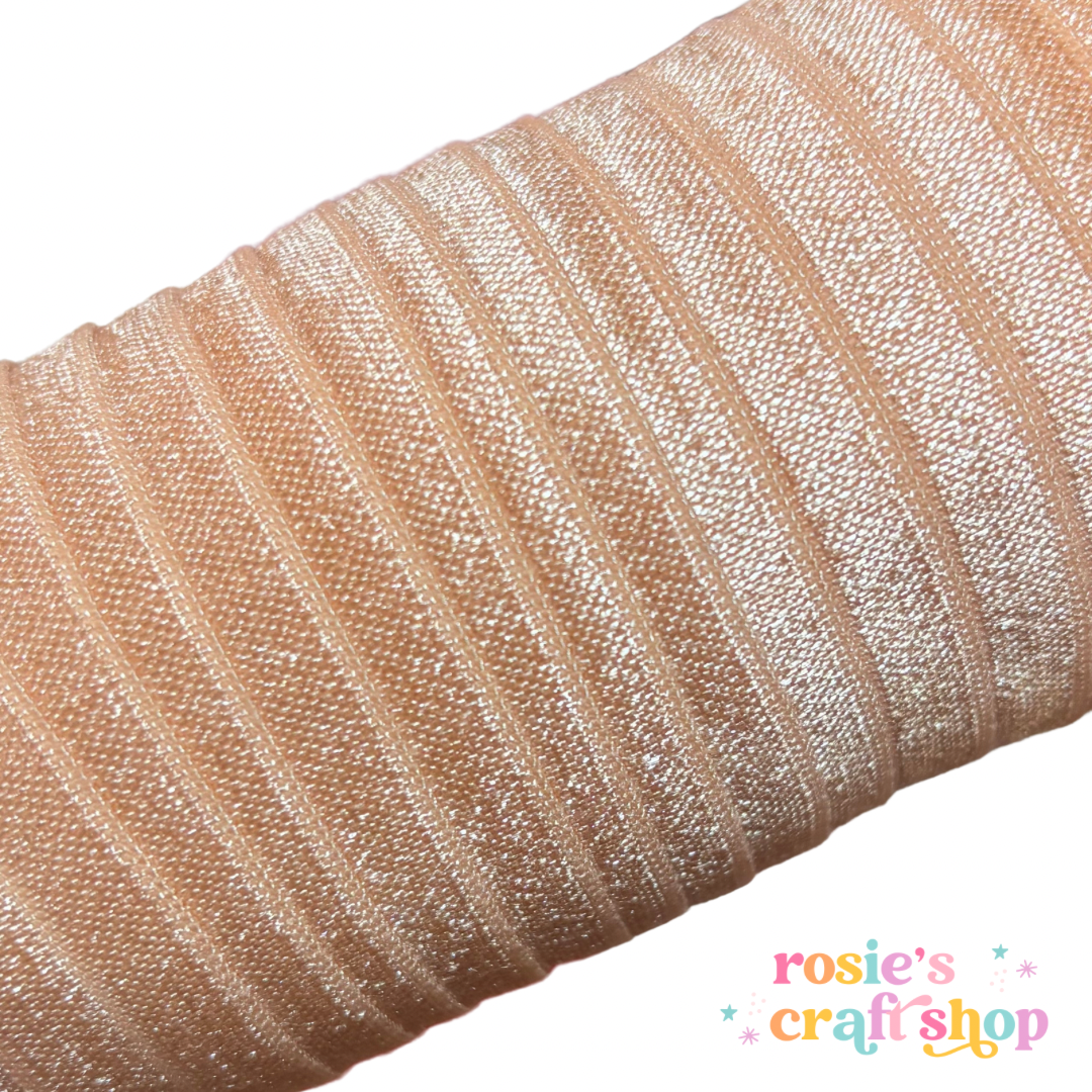 5/8" 714 Petal Peach Plain Foldover Headband Elastic FOE 16mm✂️ ☆