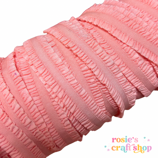 5/8" 238 Coral Frilly Ruffle Headband Elastic FOE 16mm✂️ ☆