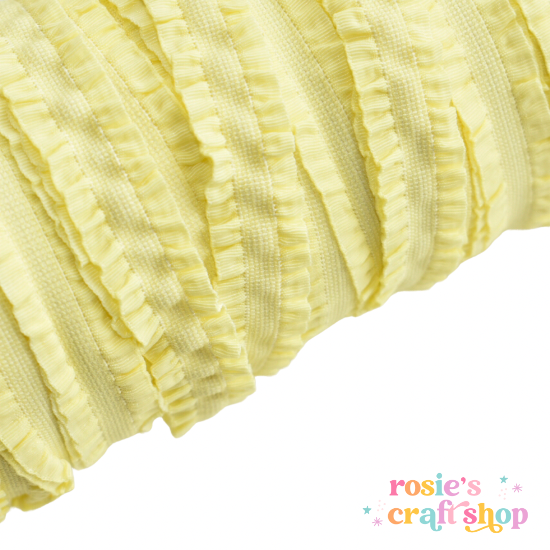 5/8" 640 Lemon Ruffle Headband Elastic FOE 16mm