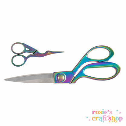 Milward Scissors Gift Set | 20cm & 9.5 cm | Rainbow Chrome | Dressmaking & Embroidery